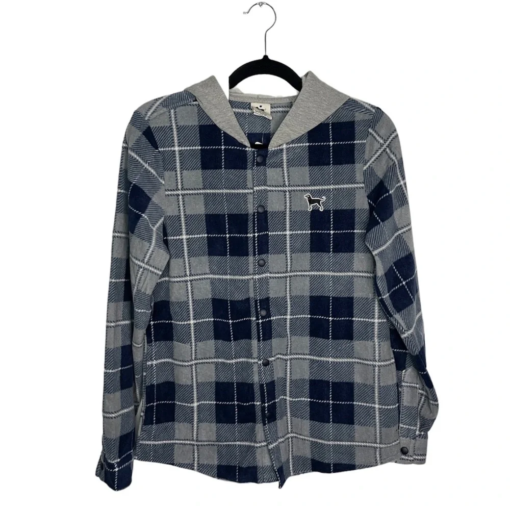 The Black Dog Kids Unisex Microfleece Plaid Flannel Hooded Shacket NWT